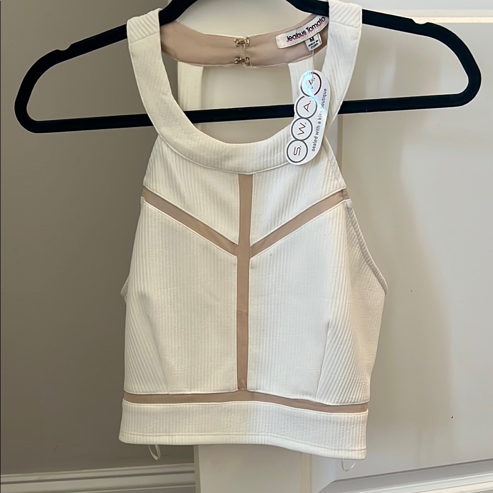 SWAK White and Tan Women's Top